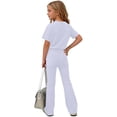 thumbnail image 4 of ATOGUTA Cute Clothes for Teens Kids Short Sleeve T-Shirts and Elastic Waist Flared Pants Size 5T-15 Cute Clothing White, 4 of 7