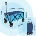 thumbnail image 3 of Chariot Pliable Robuste, Chariot Utilitaire Pliant pour l'Extérieur, Chariot de Camping Jardin Plage avec Roues Universelles, Poignée Ajustable, 2 Porte-Gobelets, 225 Lb, Bleu, 3 of 6