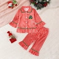 thumbnail image 2 of Wenfanal Boys Pajamas 2 Pieces Pajamas for Kids Soft Childrens Christmas Set Girls Cute Christmas Tree Checkered Print Long Sleeved Pajamas 2PCS Set Size 12-18 Months,Red, 2 of 7