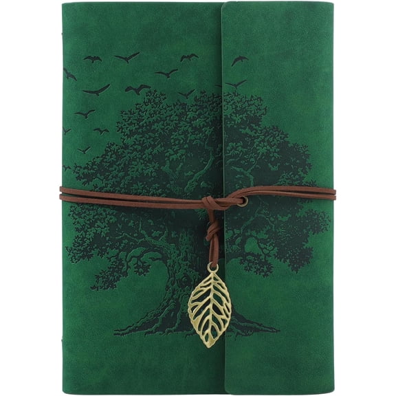Hapric Leather Notebook Journal A5, Leather Cover 80 Sheets 100gsm Paper - Coil Bound Diary Travel Journal for Women Men Teenager, Accounting Pad for Work Study Meeting