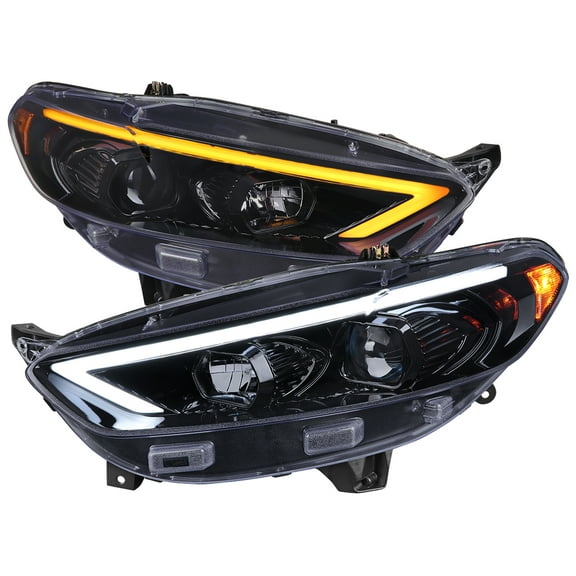 Switchback Sequential Turn Signal Projector Headlights (Black Housing/Smoke Lens) Made for and Compatible with 2013-2016 Ford Fusion
