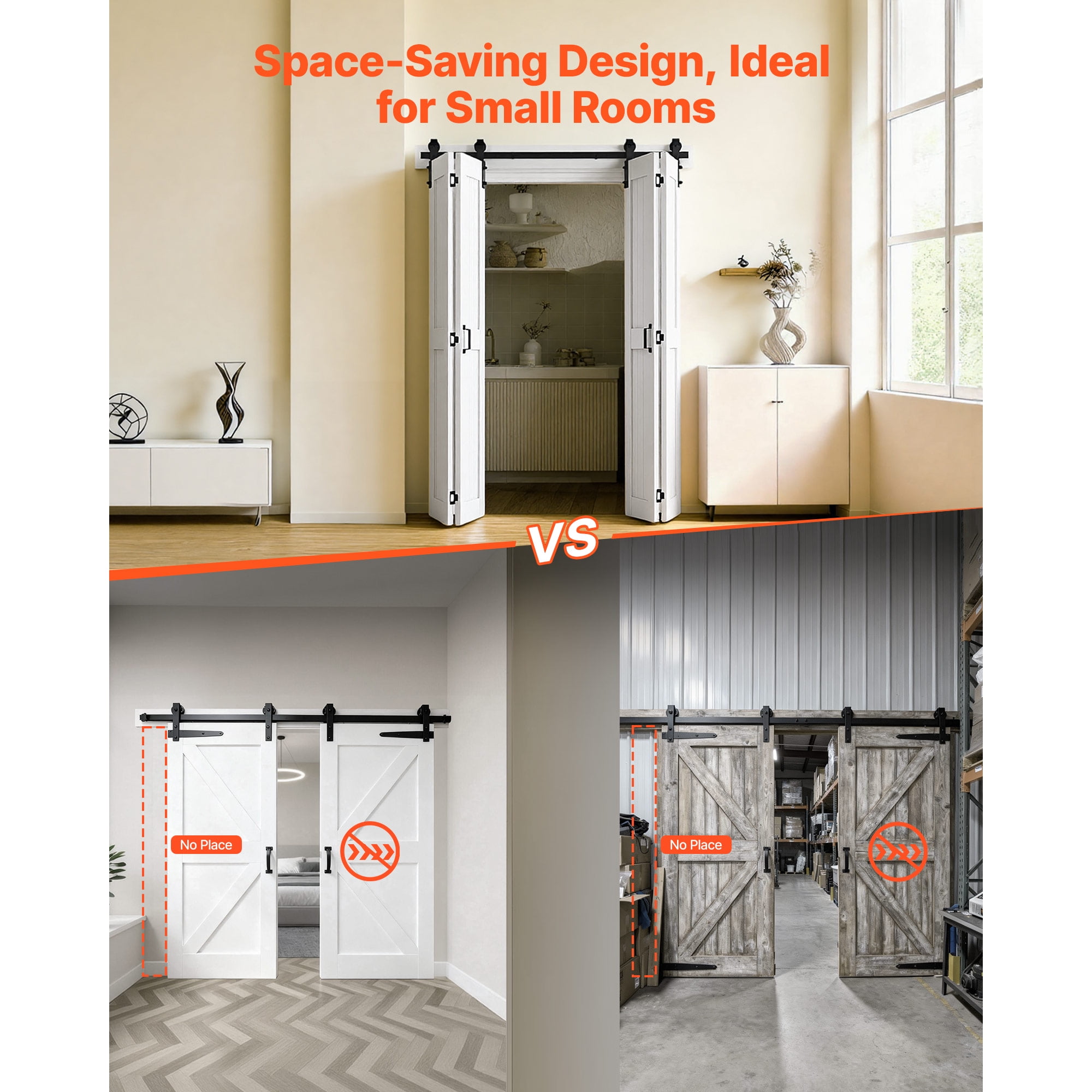 KFFKFF Bi‑Fold Sliding Closet Door, GC11‑48*84, MDF Panels, White