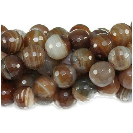 Brown Agate Sphere - 10mm Brown Striped Agate Faceted Round, Loose Beads, 40cm 15 inch Stone