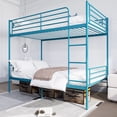 thumbnail image 3 of Jopath Twin over Twin Bunk Bed,Heavy Duty Metal Bed Frame with Ladder and Full-Length Guardrail,Noise Free, Easy Assemble,Able to Split 2 Bed,Blue, 3 of 8