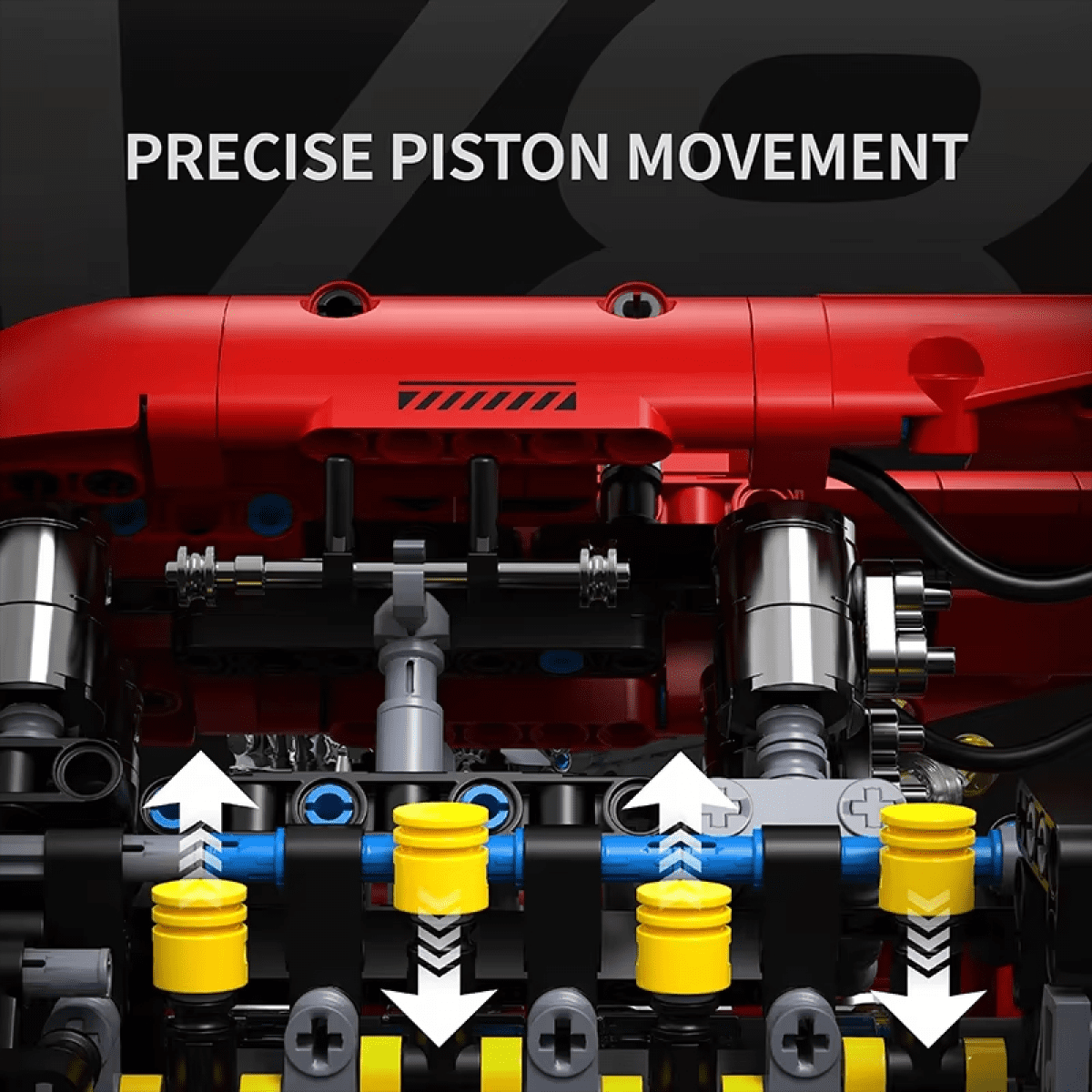 Engine Building Block Sets-V8 Engine Model Kit that Runs for Adults & Teens 14+ STEM Car Engine with Motors for Desk Display & Gifts