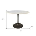 thumbnail image 2 of HomeRoots 517851 40 in. Rounded Marble & Iron Pedestal Base Dining Table, White & Black, 2 of 4