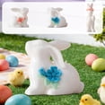 thumbnail image 7 of SLYNSHome Ceramic Bunny Rabbits Flowers Figurine Tabletop Decorations White Rabbit Statues Modern Art Spring Farmhouse Ornament, 7 of 7