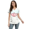thumbnail image 4 of Womens Heart Printed Animals Nurse Uniforms Scrub Tops for Women, Short Sleeve V Neck Scrub Shirt with Pockets White M, 4 of 4