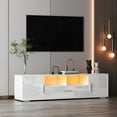 thumbnail image 3 of Seizeen TV Stand for 30-70 Inch TV, Modern TV Cabinet with Led Lights, TV Entertainment Center with Remote Control, High Gloss TV Console Table for Living Room, White, 3 of 15