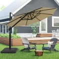 thumbnail image 4 of CozyHom 11 FT Offset Hanging Outdoor Market Patio Umbrella, Cantilever Umbrella With Base, Big Heavy Duty Base Outside Umbrella, Deluxe Patio Umbrella, 4" Thick Aluminum Pole, Sand, 4 of 17