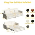 thumbnail image 3 of 93.7" King Size Sleeper Sofa Bed, Pull Out Sofa Bed, Velvet Upholstery, 3 in 1 Convertible Sleeper Couch, Chaise Lounge, Retro Recliner for Living Room, Office, Apartment, Cream White, 3 of 9