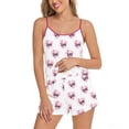 thumbnail image 2 of Taylonsss Womens Printed Square Neck Sling Loose Tight Waistbands Short Sleeve Pajama Set Casual Home Wear Summer Vacation Comfortable Outfit, 2 of 4