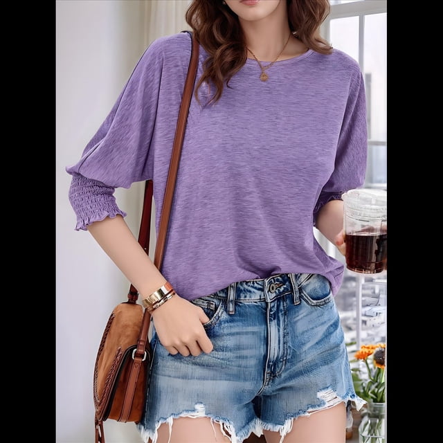 Blusa Informal con Cuello Redondo y Ligera para Mujer, Color , Talla XL