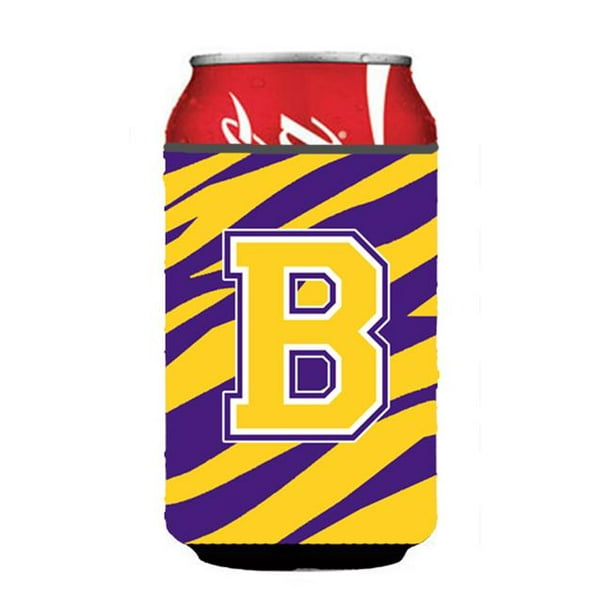 Monogram - Tiger Stripe - Purple Gold Can Or Can Or Bottle Initial B