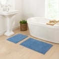 thumbnail image 2 of Mainstays 2-Piece Super Soft Polyester Bath Rug Set, Blue Linen, 2 of 11