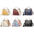 thumbnail image 4 of Women's Contrast Stitching Tassels Handbag Fashion Color Block Leather Small Crossbody Handle Tote Shoulder Bags, 4 of 6