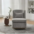 thumbnail image 4 of 25.2" Wide Modern Chenille Cushioned Armless Metal Base 360° Swivel Chair (Grey) - 1-Piece with Non-Slip Pads, 4 of 8