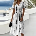 thumbnail image 2 of Womens Dresses V-Neck A-Line Swing Knee Length Wrap Dress Beach Vacation Sundress Modest Dresses, 2 of 5