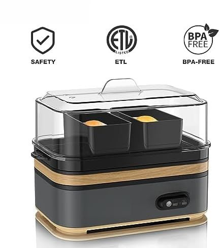 Rapid Egg Cooker Electric 6 Eggs Capacity, Soft, Medium, Hard Boiled, Poacher, Omelet Maker Egg Poacher With Auto Shut-Off, BPA Free Black