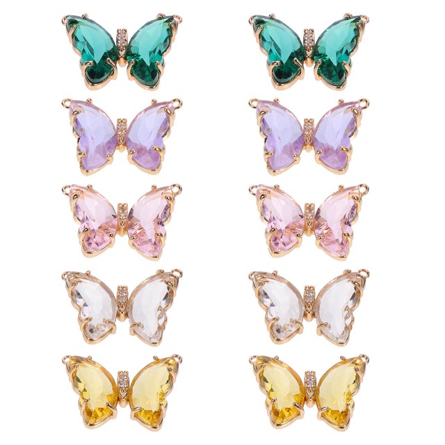 10pcs Chic Metal Butterflies Charms Shiny DIY Crystal Jewelry Pendants Decoration