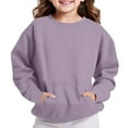 thumbnail image 3 of AUNVITO Boys & Girls 2-12Y Casual Sporty Sweatshirt with Pockets, Stretch Fabric Soft Long Sleeve Solid Color Pullover for Outdoor Activities, 3 of 6