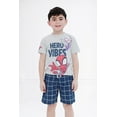 thumbnail image 3 of Marvel Spidey and His Amazing Friends Spider-Man Miles Morales Ghost-Spider T-Shirt and Shorts Outfit Set Plaid Toddler to Big Kid, 3 of 5