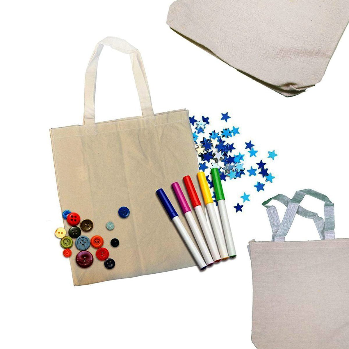 Canvas Tote Bags Natural Color 8" X 8" NEW Small Blank Craft Party