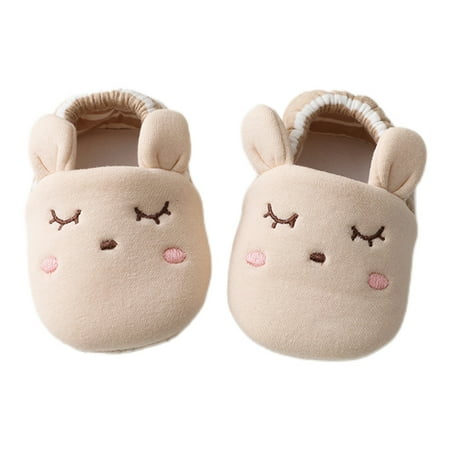 

Journey Baby s First Walk Toddlers Shoes Cartoon Design Winter Anti-Slip Slip-on Shoes(Beige 12cm)