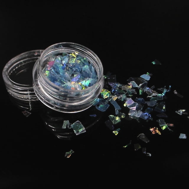 Seitruly Gran oferta, 4 colores/juego de uñas artificiales naturales, decoración artística de papel de vidrio, lentejuelas irregulares Arte de uñas