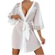 thumbnail image 2 of Batas Ropa de dormir para mujer Camisón transparente de gasa con encaje y retazos Cárdigan tentador para mujer Bata exterior Camisón de poliéster para mujer, 2 of 4