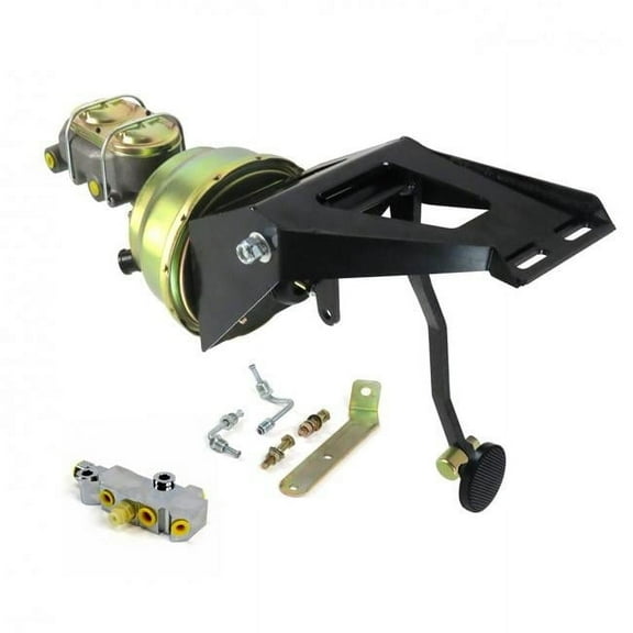 Helix Suspension Brakes & Steering  55-59 Chevy Truck Firewall 7 in. Dual Brake Pedal Kit Disc & Disc 3 in. Black Pad
