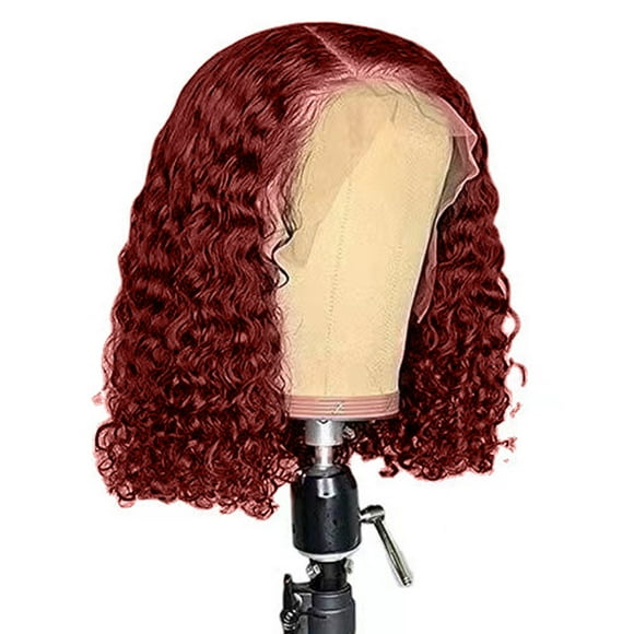 Topliu Articles en Liquidation, Petite Perruque en Dentelle Frontale avec Boutons, Perruque en Cheveux Humains, Perruque en Dentelle Ondulée Frontale, Perruque Bouclée Noire en HD Pré-Peignée pour Femme, 16 Pouces