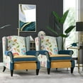 thumbnail image 4 of JENNIFER TAYLOR J T Bohemian Velvet Floral Tufted Wingback Accent Arm Chair, Satin Teal and Purple, 4 of 17