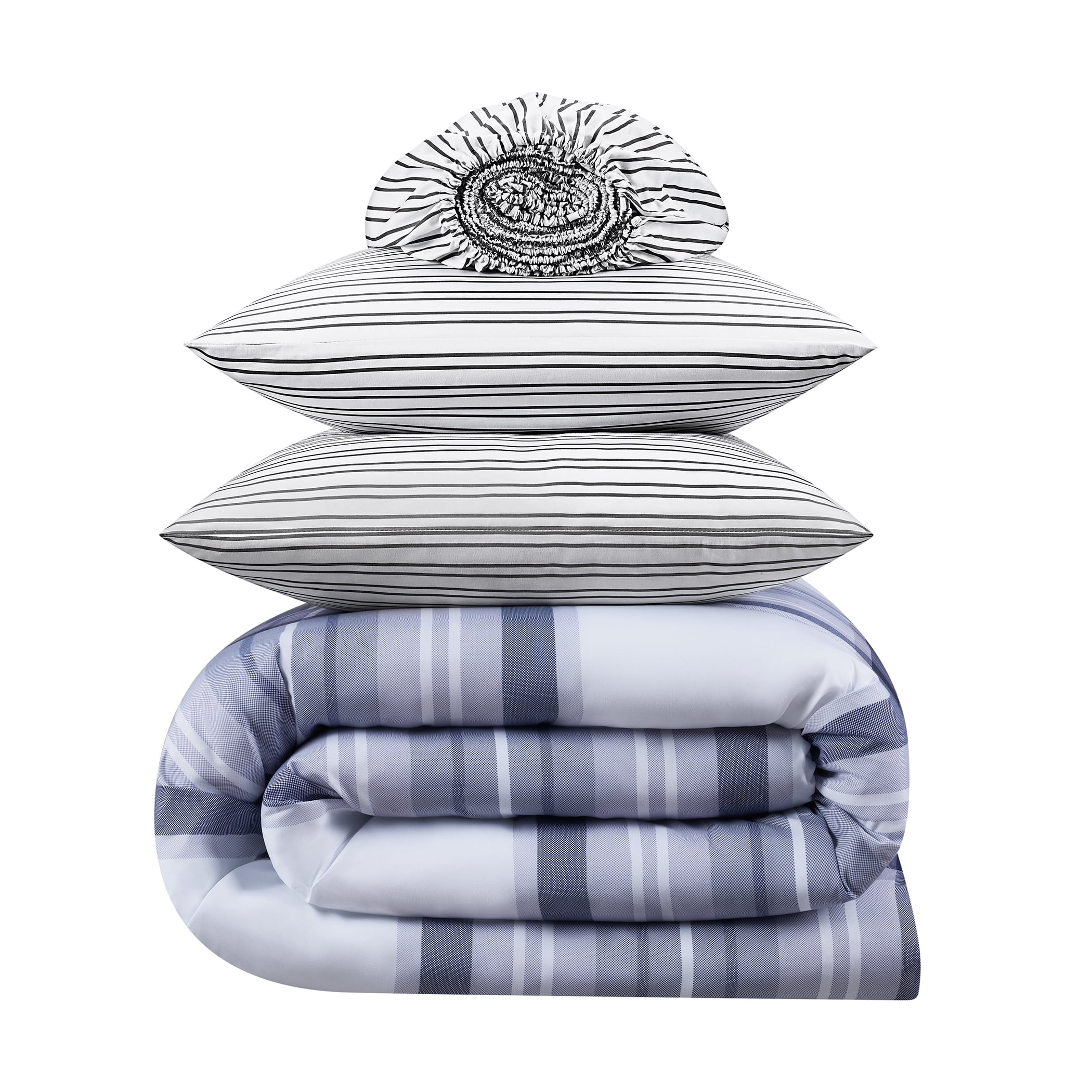 Serta Simply Clean Scott Blue Plaid 7-Piece Bedding Set, Full
