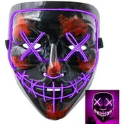 Lavinya Halloween Mask LED Light Up Funny Masks The Purge Movie Scary Festival Costume, Purple