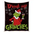 thumbnail image 2 of Manta de franela de Grinch de Año Nuevo: suave y cálida, mantas navideñas mullidas para sofá, cama, aventuras al aire libre, campamentos, comodidad en el automóvil, liquidación de decoraciones navideñ, 2 of 7