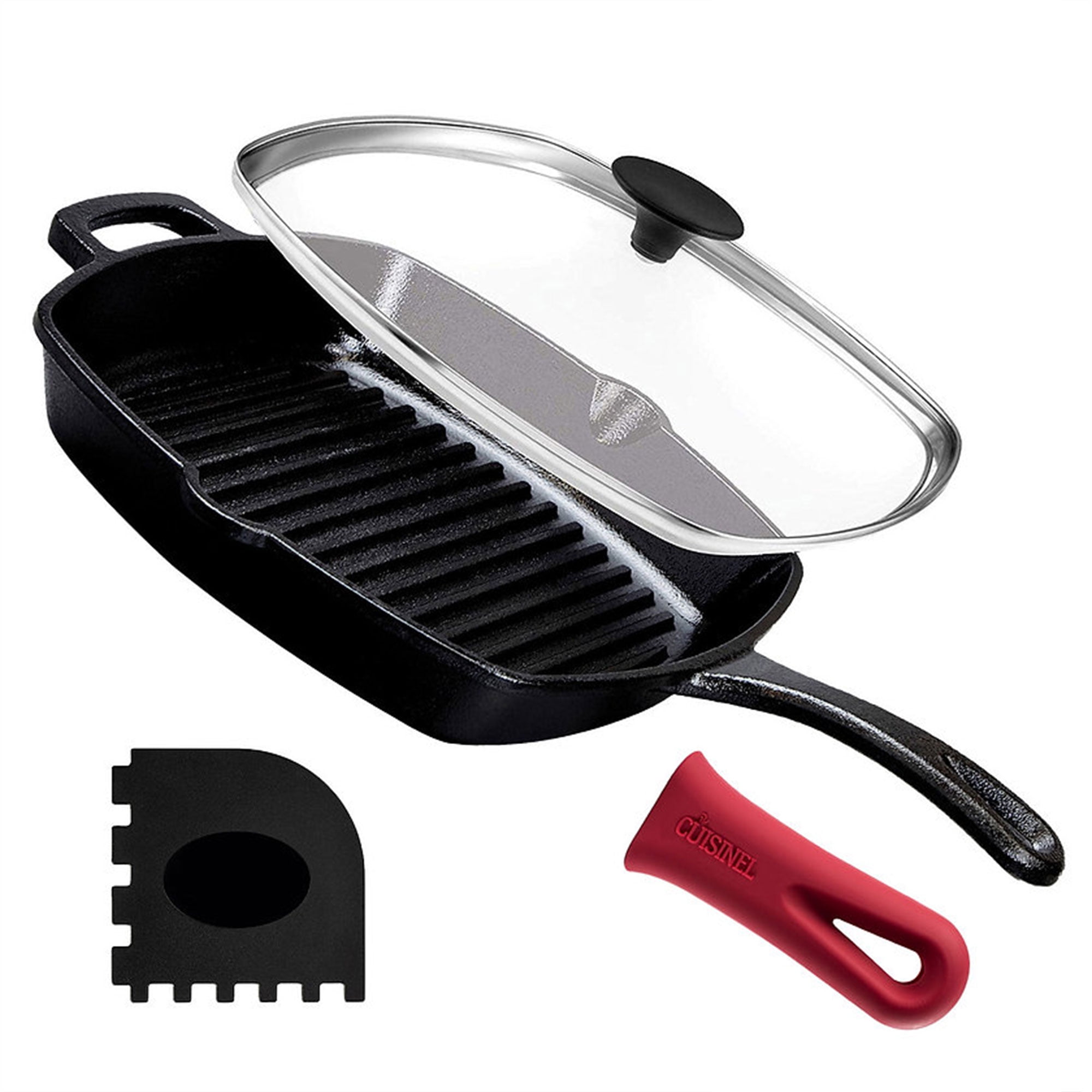 Kitchen Cookware Pre-Seasoned Square NonStick Grill Frying Pan Skillet Cast Iron 