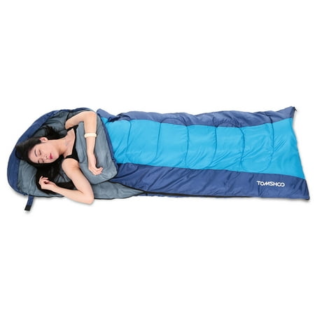TOMSHOO (190+30)X75CM Thermal Adult Outdoor Hooded Envelope Sleeping Bag Camping Travel Hiking Multifunction Thick 1.5kg (Best Hiking Sleeping Bag For The Money)