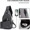 thumbnail image 3 of Sac de Poitrine pour Hommes, Sac à Bandoulière pour Femmes, Sac Messager avec Sac à Bandoulière USB, Sac à Bandoulière pour Voyage, Cyclisme, Camping, Randonnée, Imperméable Poly, 3 of 5