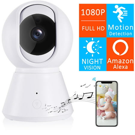 IP Camera, Wireless Security Camera 1080P HD, WiFi Home Indoor Camera Surveillance Monitor for Baby/Pet/Nanny, Motion Detection, 2 Way Audio, Night Vision, with TF Card Slot and Cloud Storage (Best Wireless Ip Camera For Baby Monitor)