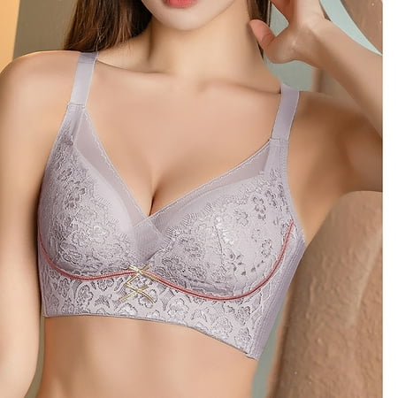 Hinvhai Women s Sexy Mesh Bra Wireless Bra Clearance Fashion Deep V Neck Comfortable Breathable Bra Full Coverage Minimizer Bra Soft Daily Bras Purple XL