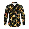 thumbnail image 5 of Gamivast Floral Shirt for Men Button Down Long Sleeve Collared Regular Fit Printed Casual Shirt for Vacation Party Date Night Travel and Everyday Wear Black XXL, 5 of 5