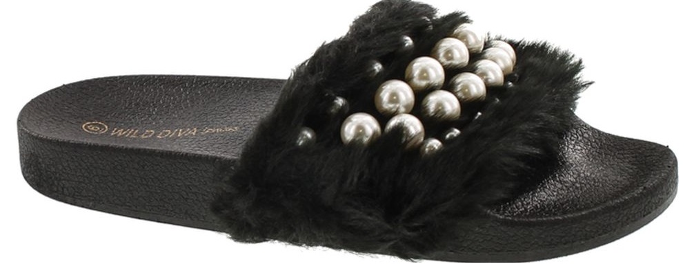 wild diva fur slides
