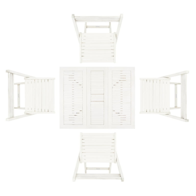 SAFAVIEH Arvin Outdoor Patio 5 Piece Foldable Dining Set White Walmart