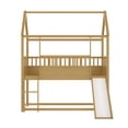 thumbnail image 3 of Miniyam Wood Twin Over Twin House Bunk Bed with Slide & Guardrail for Kids, Natural, 3 of 7