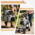 thumbnail image 2 of HomGarden 4 Wheels 3-in-1 Foldable Pet Dog Stroller W/Detachable Carrier for Small Dog Cat Max.44 lbs, Gray, 2 of 11