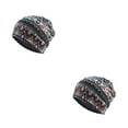 thumbnail image 3 of Maytalsory Bonnet Hijab Ethnique Imprimé Floral Turban Coloré Réglable Protection des Oreilles Accessoires de Style Bonnet Losange Bleu 2Set, 3 of 6