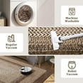 thumbnail image 6 of Modern Bordered Round Area Rug 4ft Washable Bedroom Circle Rugs Non Slip Stain Resistant Dining Room Round Throw Carpet Contemporary Circle Mats for Living Room Kitchen Nursery, Brown, 6 of 9