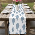 thumbnail image 4 of Abstract Art Fish Blue Table Runner - 70 Inch Long Coastal Ocean Summer Marine Life Cotton and Linen Blended Dress Scarves Farmhouse Table Runner for Kitchen Dining, Coffee Table, 13" x 70", 4 of 8
