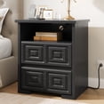 thumbnail image 5 of LainTene Farmhouse Nightstand Set of 2, Rustic Sofa Side Table with USB & AC Outlets for Bedroom, End Tables with 2 Drawers for Living Room, Black, 5 of 8